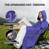 KawaGebo Kamp Large Outdoor Waterproof Blanket Extra Thick Fleece Stadium Blanket for Camping, Car, Pet, Picnics - Windproof, Wearable, Machine Washable 80" x 58" - Purple(Hooded)
