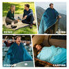 Outdoor Camping Blanket - Puffy Camping Blanket Packable,Sherpa Fleece Warm Blanket for Camping, Outdoors, Travel, Stadium, Festivals, Beach, Hammock 56"x 78" Machine Washable, DWR, Lightweight - Blue Mountain Silhouette
