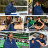 KawaGebo Kamp Large Outdoor Waterproof Blanket Extra Thick Fleece Stadium Blanket for Camping, Car, Pet, Picnics - Windproof, Wearable, Machine Washable 80" x 58" - Blue(Hooded)