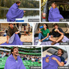 KawaGebo Kamp Outdoor Waterproof Blanket, Foldable Fleece Stadium Blanket for Outdoor Sports Event, Camping, Concerts, Car, Pet, Picnics - Windproof, Wearable, Machine Washable 80" x 58" - Purple