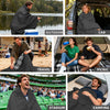 KawaGebo Kamp Outdoor Waterproof Blanket, Foldable Fleece Stadium Blanket for Outdoor Sports Event, Camping, Concerts, Car, Pet, Picnics - Windproof, Wearable, Machine Washable 80" x 58" - Black Check